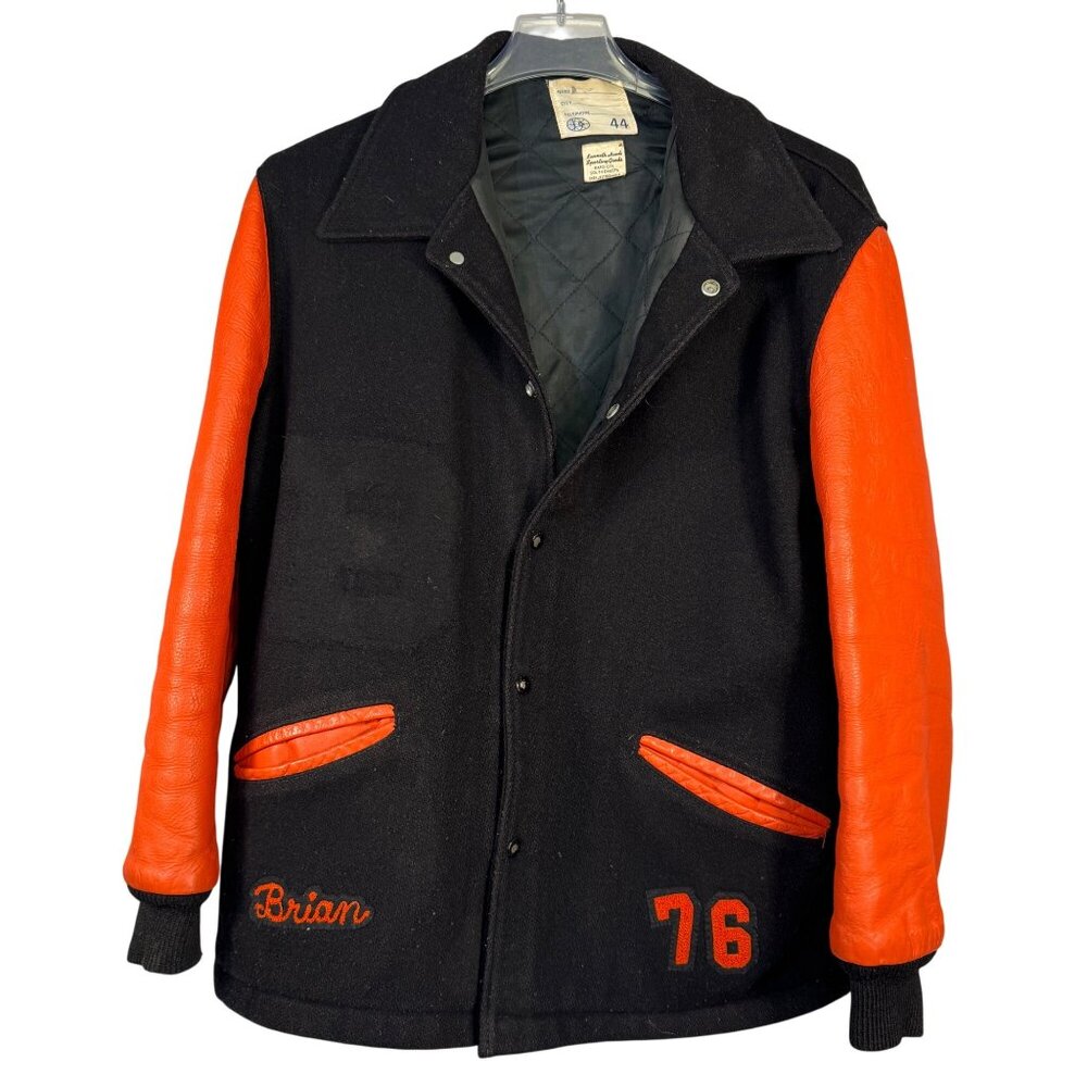 Vintage Wool & Leather Varsity Jacket By Kenneth Hook Sporting Goods  Size 44